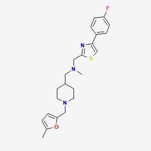 molecular formula C23H28FN3OS B4967787 N-[[4-(4-fluorophenyl)-1,3-thiazol-2-yl]methyl]-N-methyl-1-[1-[(5-methylfuran-2-yl)methyl]piperidin-4-yl]methanamine 