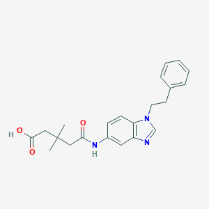 molecular formula C22H25N3O3 B496782 3,3-dimethyl-5-oxo-5-{[1-(2-phenylethyl)-1H-benzimidazol-5-yl]amino}pentanoic acid CAS No. 903850-33-9