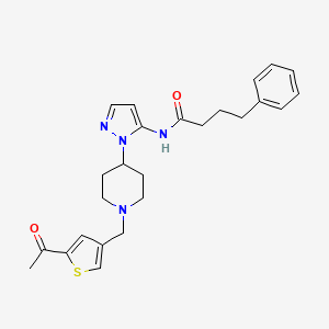 molecular formula C25H30N4O2S B4967908 N-(1-{1-[(5-acetyl-3-thienyl)methyl]-4-piperidinyl}-1H-pyrazol-5-yl)-4-phenylbutanamide 