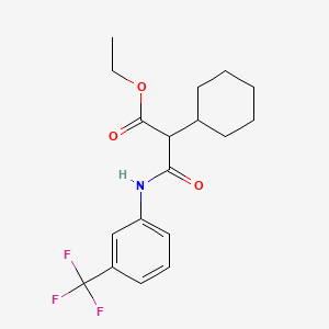 molecular formula C18H22F3NO3 B4967916 Ethyl 2-cyclohexyl-2-{[3-(trifluoromethyl)phenyl]carbamoyl}acetate 