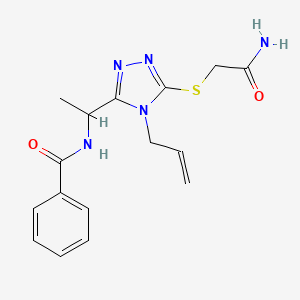molecular formula C16H19N5O2S B4967995 N-(1-{5-[(2-amino-2-oxoethyl)sulfanyl]-4-(prop-2-en-1-yl)-4H-1,2,4-triazol-3-yl}ethyl)benzamide 