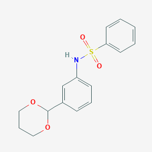 molecular formula C16H17NO4S B496815 N-[3-(1,3-dioxan-2-yl)phenyl]benzenesulfonamide 