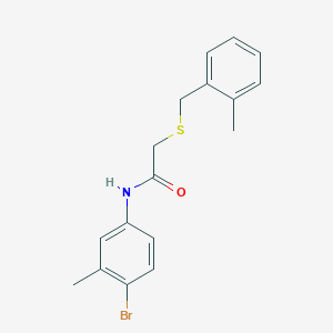 molecular formula C17H18BrNOS B4968150 N-(4-bromo-3-methylphenyl)-2-[(2-methylphenyl)methylsulfanyl]acetamide 