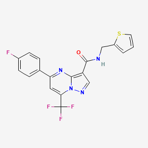 molecular formula C19H12F4N4OS B4968333 5-(4-fluorophenyl)-N-(thiophen-2-ylmethyl)-7-(trifluoromethyl)pyrazolo[1,5-a]pyrimidine-3-carboxamide 