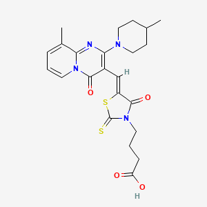 4-(5-{[9-methyl-2-(4-methyl-1-piperidinyl)-4-oxo-4H-pyrido[1,2-a]pyrimidin-3-yl]methylene}-4-oxo-2-thioxo-1,3-thiazolidin-3-yl)butanoic acid