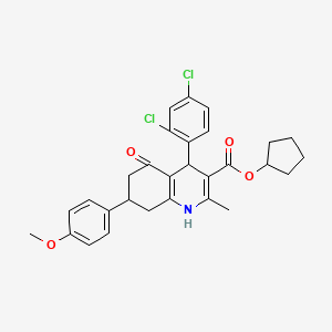 molecular formula C29H29Cl2NO4 B4968377 cyclopentyl 4-(2,4-dichlorophenyl)-7-(4-methoxyphenyl)-2-methyl-5-oxo-1,4,5,6,7,8-hexahydroquinoline-3-carboxylate 