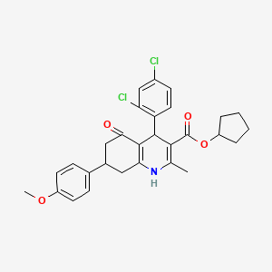 cyclopentyl 4-(2,4-dichlorophenyl)-7-(4-methoxyphenyl)-2-methyl-5-oxo-1,4,5,6,7,8-hexahydro-3-quinolinecarboxylate