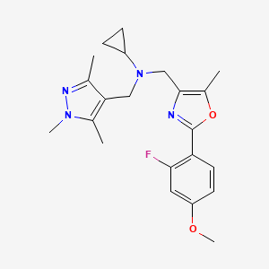 N-{[2-(2-fluoro-4-methoxyphenyl)-5-methyl-1,3-oxazol-4-yl]methyl}-N-[(1,3,5-trimethyl-1H-pyrazol-4-yl)methyl]cyclopropanamine