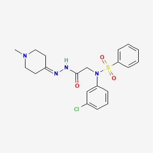 molecular formula C20H23ClN4O3S B4968508 N-(3-CHLOROPHENYL)-N-{[N'-(1-METHYLPIPERIDIN-4-YLIDENE)HYDRAZINECARBONYL]METHYL}BENZENESULFONAMIDE 