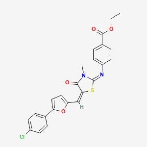 molecular formula C24H19ClN2O4S B4968677 ethyl 4-[[(5E)-5-[[5-(4-chlorophenyl)furan-2-yl]methylidene]-3-methyl-4-oxo-1,3-thiazolidin-2-ylidene]amino]benzoate 