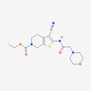 molecular formula C17H22N4O4S B496871 ethyl 3-cyano-2-[(4-morpholinylacetyl)amino]-4,7-dihydrothieno[2,3-c]pyridine-6(5H)-carboxylate 