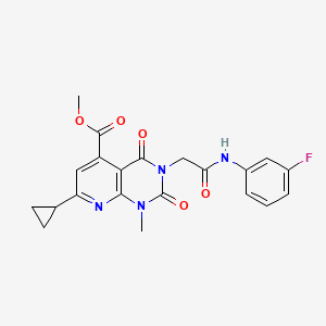 molecular formula C21H19FN4O5 B4968847 METHYL 7-CYCLOPROPYL-3-{[(3-FLUOROPHENYL)CARBAMOYL]METHYL}-1-METHYL-2,4-DIOXO-1H,2H,3H,4H-PYRIDO[2,3-D]PYRIMIDINE-5-CARBOXYLATE 