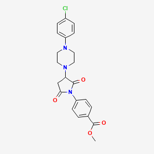 molecular formula C22H22ClN3O4 B4968960 Methyl 4-{3-[4-(4-chlorophenyl)piperazin-1-yl]-2,5-dioxopyrrolidin-1-yl}benzoate 