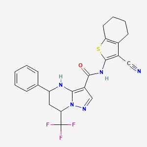 molecular formula C23H20F3N5OS B4969035 N-(3-cyano-4,5,6,7-tetrahydro-1-benzothiophen-2-yl)-5-phenyl-7-(trifluoromethyl)-4,5,6,7-tetrahydropyrazolo[1,5-a]pyrimidine-3-carboxamide 