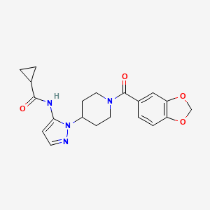 molecular formula C20H22N4O4 B4969120 N-[2-[1-(1,3-benzodioxole-5-carbonyl)piperidin-4-yl]pyrazol-3-yl]cyclopropanecarboxamide 