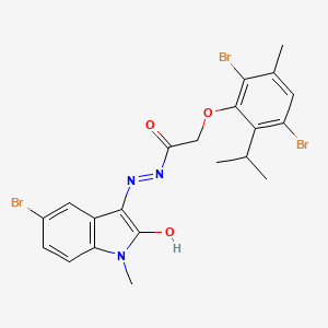 molecular formula C21H20Br3N3O3 B4969130 N-(5-bromo-2-hydroxy-1-methylindol-3-yl)imino-2-(2,5-dibromo-3-methyl-6-propan-2-ylphenoxy)acetamide 