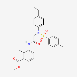 molecular formula C26H28N2O5S B4969183 methyl 3-[[2-(4-ethyl-N-(4-methylphenyl)sulfonylanilino)acetyl]amino]-2-methylbenzoate 