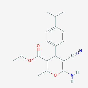 molecular formula C19H22N2O3 B4969260 ethyl 6-amino-5-cyano-2-methyl-4-[4-(propan-2-yl)phenyl]-4H-pyran-3-carboxylate 