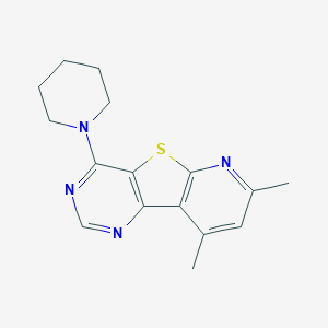 molecular formula C16H18N4S B496930 11,13-dimethyl-6-piperidin-1-yl-8-thia-3,5,10-triazatricyclo[7.4.0.02,7]trideca-1(9),2(7),3,5,10,12-hexaene 