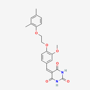 molecular formula C22H22N2O6 B4969311 5-[[4-[2-(2,4-Dimethylphenoxy)ethoxy]-3-methoxyphenyl]methylidene]-1,3-diazinane-2,4,6-trione 