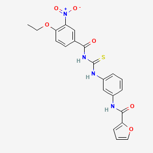 molecular formula C21H18N4O6S B4969327 N-[3-({[(4-ethoxy-3-nitrophenyl)carbonyl]carbamothioyl}amino)phenyl]furan-2-carboxamide 