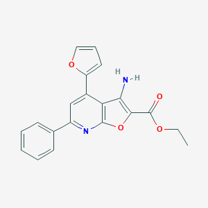 molecular formula C20H16N2O4 B496935 Ethyl 3-amino-4-(2-furyl)-6-phenylfuro[2,3-b]pyridine-2-carboxylate 