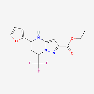 molecular formula C14H14F3N3O3 B4969480 Ethyl 5-(furan-2-yl)-7-(trifluoromethyl)-4,5,6,7-tetrahydropyrazolo[1,5-a]pyrimidine-2-carboxylate 