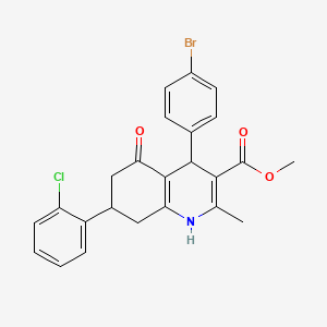 molecular formula C24H21BrClNO3 B4969579 Methyl 4-(4-bromophenyl)-7-(2-chlorophenyl)-2-methyl-5-oxo-1,4,5,6,7,8-hexahydroquinoline-3-carboxylate 