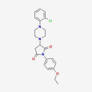 molecular formula C22H24ClN3O3 B4969629 3-[4-(2-Chlorophenyl)piperazin-1-yl]-1-(4-ethoxyphenyl)pyrrolidine-2,5-dione 
