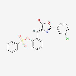 molecular formula C22H14ClNO5S B4969731 2-{(Z)-[2-(3-chlorophenyl)-5-oxo-1,3-oxazol-4(5H)-ylidene]methyl}phenyl benzenesulfonate 
