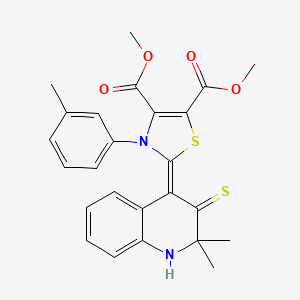 molecular formula C25H24N2O4S2 B4969743 dimethyl 2-(2,2-dimethyl-3-thioxo-2,3-dihydro-4(1H)-quinolinylidene)-3-(3-methylphenyl)-2,3-dihydro-1,3-thiazole-4,5-dicarboxylate 