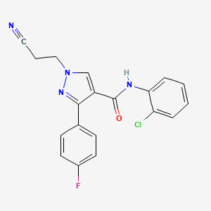 molecular formula C19H14ClFN4O B4969767 N-(2-chlorophenyl)-1-(2-cyanoethyl)-3-(4-fluorophenyl)-1H-pyrazole-4-carboxamide 