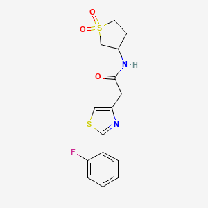 molecular formula C15H15FN2O3S2 B4969859 N-(1,1-dioxidotetrahydro-3-thienyl)-2-[2-(2-fluorophenyl)-1,3-thiazol-4-yl]acetamide 