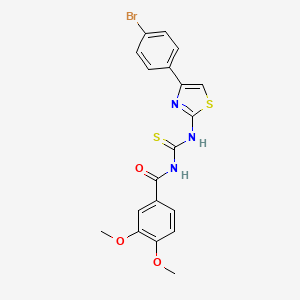 molecular formula C19H16BrN3O3S2 B4970296 N-[[4-(4-bromophenyl)-1,3-thiazol-2-yl]carbamothioyl]-3,4-dimethoxybenzamide 