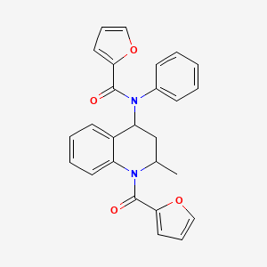 molecular formula C26H22N2O4 B4970323 N-[1-(furan-2-carbonyl)-2-methyl-3,4-dihydro-2H-quinolin-4-yl]-N-phenylfuran-2-carboxamide 