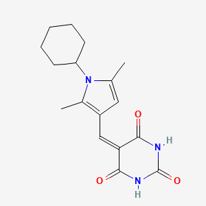 molecular formula C17H21N3O3 B4970405 5-[(1-Cyclohexyl-2,5-dimethylpyrrol-3-yl)methylidene]-1,3-diazinane-2,4,6-trione 