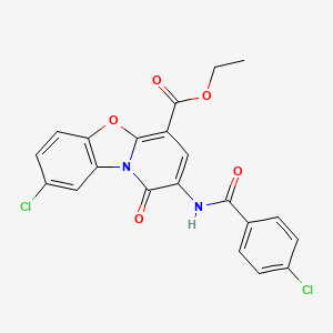 molecular formula C21H14Cl2N2O5 B4970458 ethyl 8-chloro-2-[(4-chlorobenzoyl)amino]-1-oxo-1H-pyrido[2,1-b][1,3]benzoxazole-4-carboxylate 