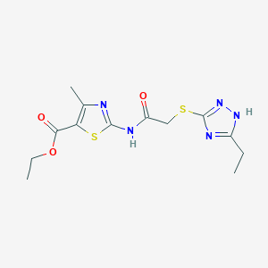 molecular formula C13H17N5O3S2 B4970503 ETHYL 2-{2-[(5-ETHYL-4H-1,2,4-TRIAZOL-3-YL)SULFANYL]ACETAMIDO}-4-METHYL-1,3-THIAZOLE-5-CARBOXYLATE 