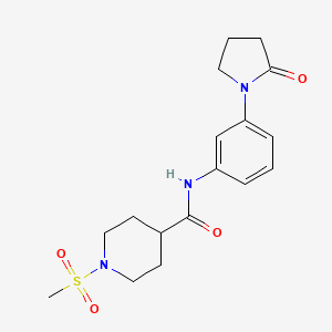 molecular formula C17H23N3O4S B4970566 1-(methylsulfonyl)-N-(3-(2-oxopyrrolidin-1-yl)phenyl)piperidine-4-carboxamide 