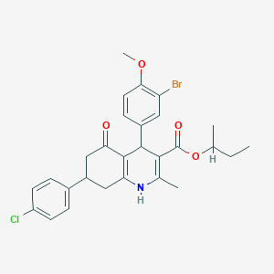 molecular formula C28H29BrClNO4 B4970595 Sec-butyl 4-(3-bromo-4-methoxyphenyl)-7-(4-chlorophenyl)-2-methyl-5-oxo-1,4,5,6,7,8-hexahydroquinoline-3-carboxylate 