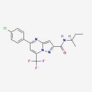molecular formula C18H16ClF3N4O B4970879 N-(butan-2-yl)-5-(4-chlorophenyl)-7-(trifluoromethyl)pyrazolo[1,5-a]pyrimidine-2-carboxamide 