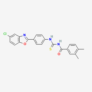 molecular formula C23H18ClN3O2S B4970882 N-[[4-(5-chloro-1,3-benzoxazol-2-yl)phenyl]carbamothioyl]-3,4-dimethylbenzamide 