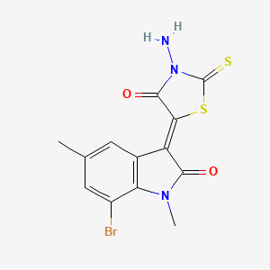 molecular formula C13H10BrN3O2S2 B4970988 3-(3-amino-4-oxo-2-thioxo-1,3-thiazolidin-5-ylidene)-7-bromo-1,5-dimethyl-1,3-dihydro-2H-indol-2-one 