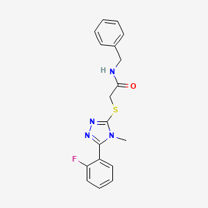 molecular formula C18H17FN4OS B4970995 N-benzyl-2-{[5-(2-fluorophenyl)-4-methyl-4H-1,2,4-triazol-3-yl]sulfanyl}acetamide 