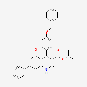 molecular formula C33H33NO4 B4971198 Propan-2-yl 4-[4-(benzyloxy)phenyl]-2-methyl-5-oxo-7-phenyl-1,4,5,6,7,8-hexahydroquinoline-3-carboxylate 