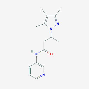 molecular formula C15H20N4O B497128 N-(3-pyridinyl)-3-(3,4,5-trimethyl-1H-pyrazol-1-yl)butanamide CAS No. 957501-44-9