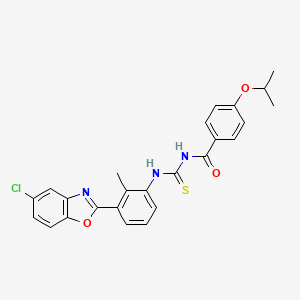 molecular formula C25H22ClN3O3S B4971370 N-{[3-(5-chloro-1,3-benzoxazol-2-yl)-2-methylphenyl]carbamothioyl}-4-(propan-2-yloxy)benzamide 