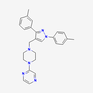 2-(4-{[3-(3-methylphenyl)-1-(4-methylphenyl)-1H-pyrazol-4-yl]methyl}-1-piperazinyl)pyrazine