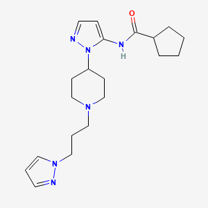 molecular formula C20H30N6O B4971504 N-(1-{1-[3-(1H-pyrazol-1-yl)propyl]-4-piperidinyl}-1H-pyrazol-5-yl)cyclopentanecarboxamide 