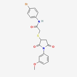 molecular formula C19H17BrN2O4S B4971527 N-(4-bromophenyl)-2-{[1-(3-methoxyphenyl)-2,5-dioxo-3-pyrrolidinyl]thio}acetamide 